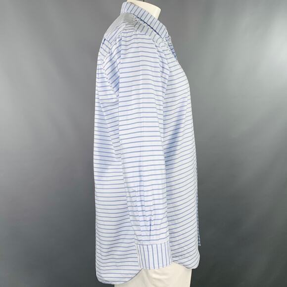 COMME des GARCONS SHIRT Size XL Light Blue Stripe Cotton Long Sleeve Shirt - Picture 2 of 5
